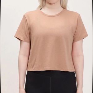 NWT Oyster Cupro Crop Tee